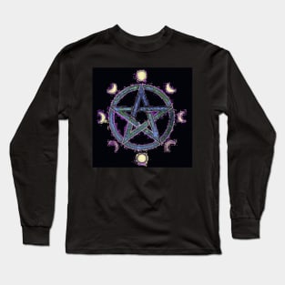 Moonphase pentagram ar Long Sleeve T-Shirt